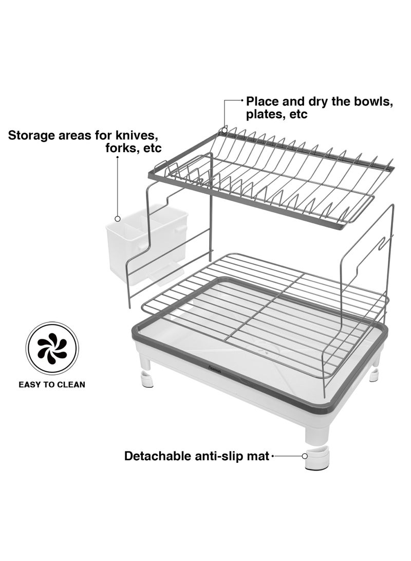 Fissman 2-Tier Dish Drying Rack 48cm Stainless Steel, Plastic - Image 3